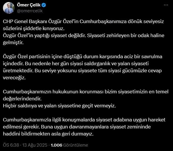 Özel'den, Erdoğan'a hadsiz hitap! AK Parti'den sert tepki: Tüm gücümüzle cevap vereceğiz