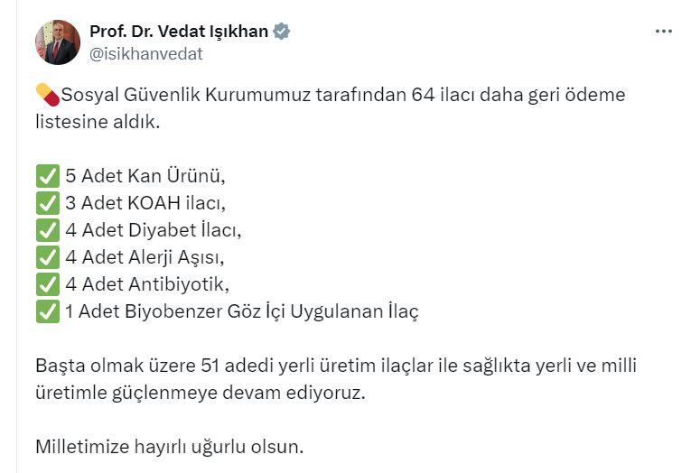 Bakanlardan peş peşe müjde! SGK'nin geri ödeme listesine 64 ilaç daha eklendi