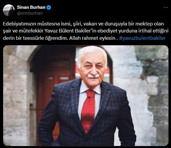 Başkan Erdoğan'dan Yavuz Bülent Bakiler için taziye mesajı