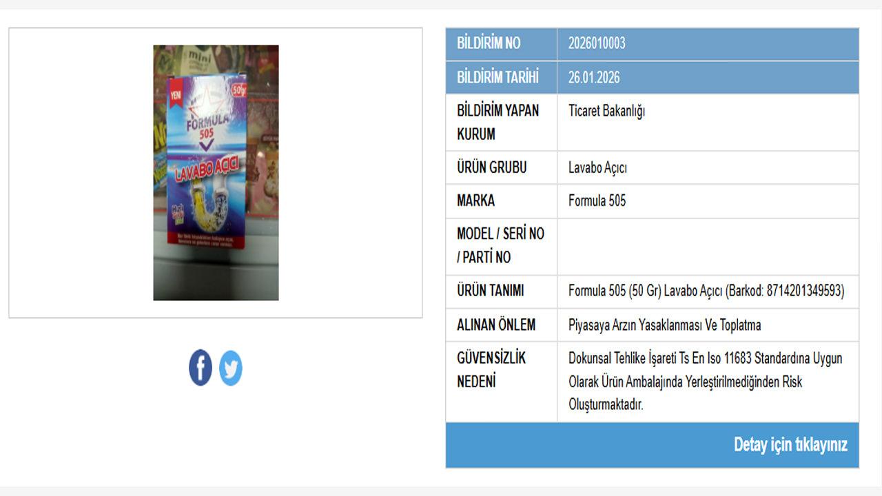 Herkes dikkatli olsun: Satıştan çekiliyor! Bakanlık '''Riskli' dedi