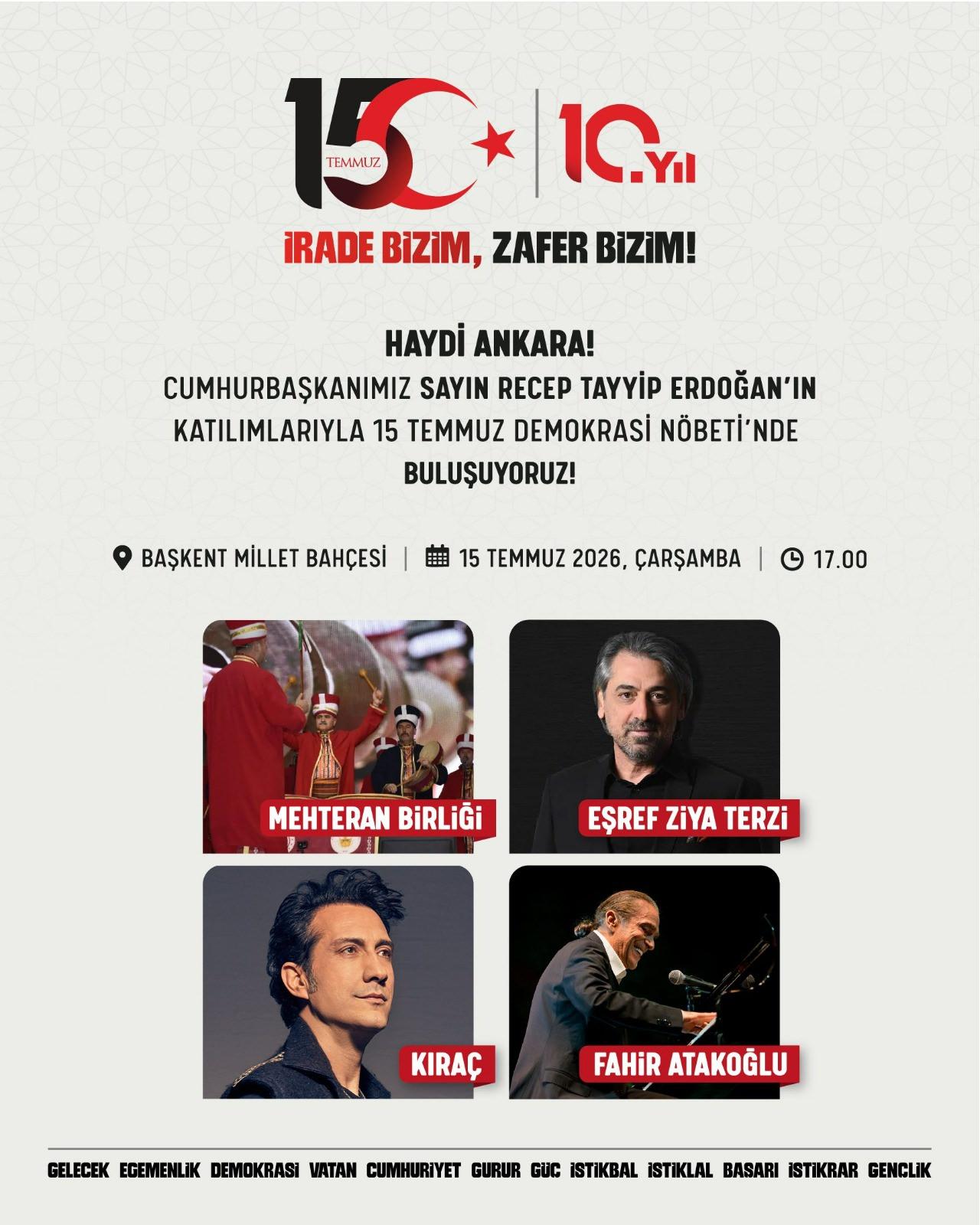 15 Temmuz’un 10. Yılında Ankara’da dev buluşma: Başkan Erdoğan başkentlilerle buluşuyor