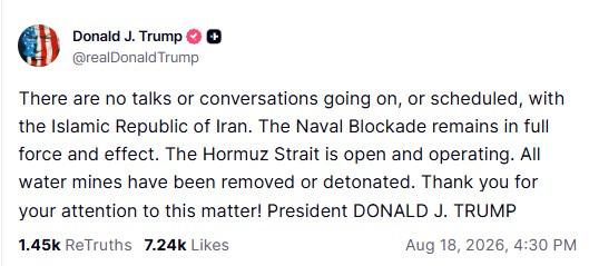 Son dakika... Trump: Hürmüz açık ve tüm deniz faaliyetleri sürüyor